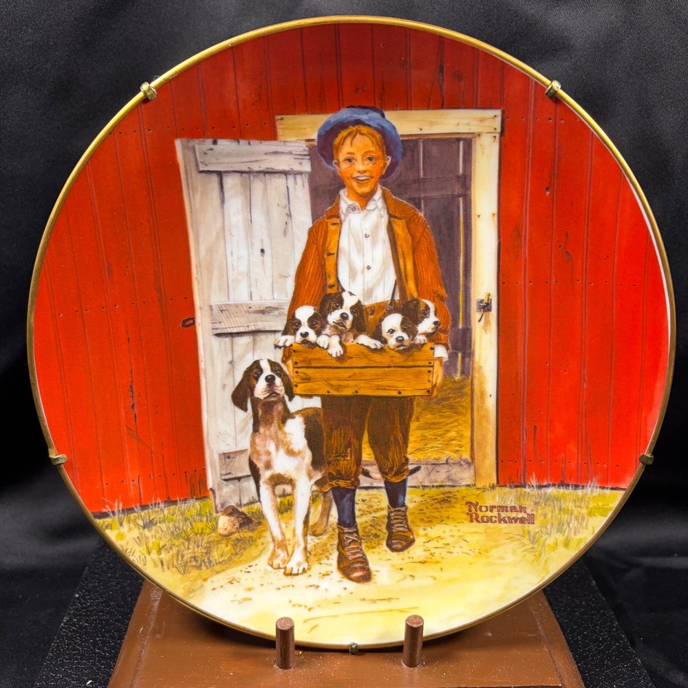 Norman Rockwell Puppy Love Collector Plate 1981 Limited Edition Porcelain 8.5"